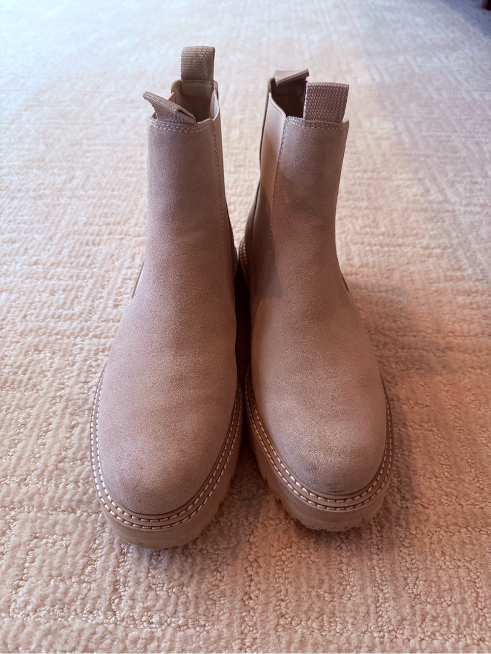 Dolce Vita Neutral Suede Chelsea Platform Boots